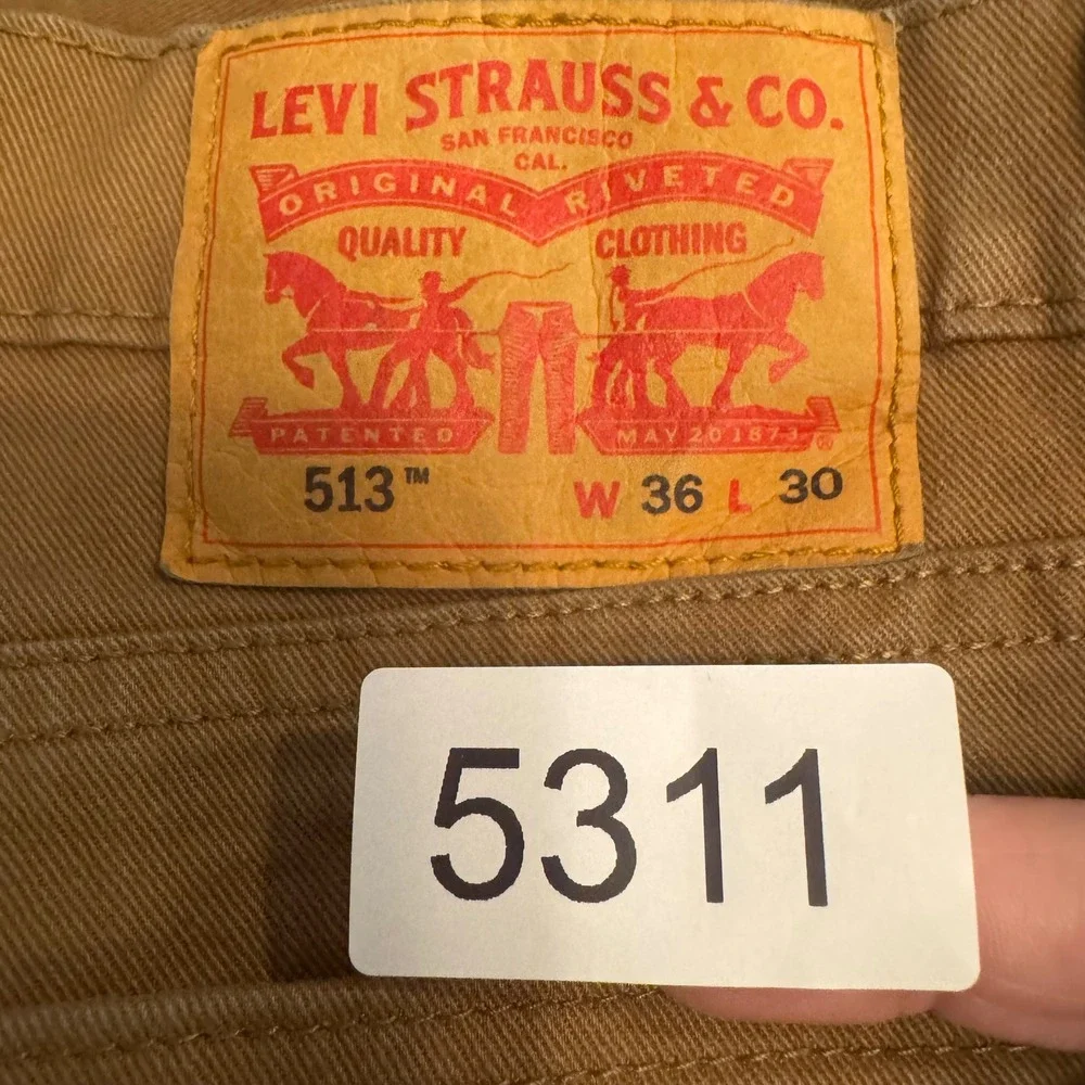 Levi's 513 Slim Straight Pants Mens 36x30 Brown Twill Chino Workwear 5311